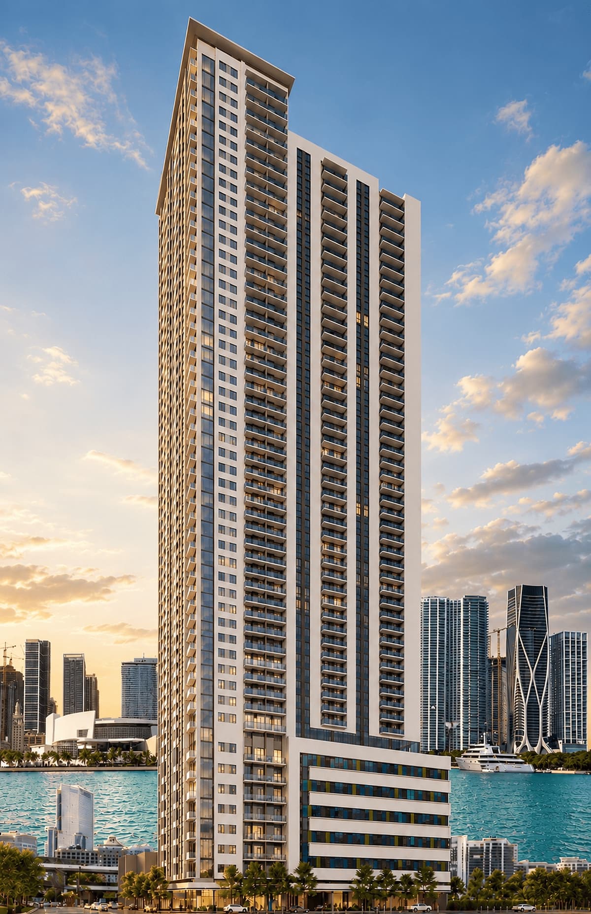 Central Tower at dusk, 46 NE 6th Street, Miami Worldcenter